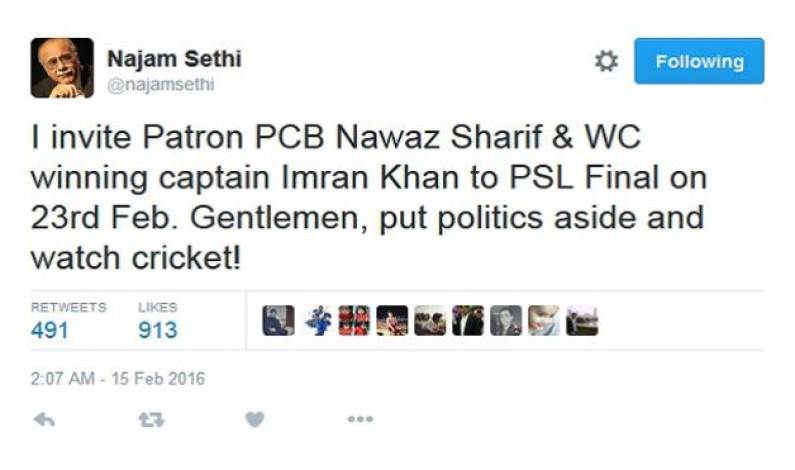 نواز شریف اور عمران خان کو میچ دیکھنے کی دعوت نواز شریف اور عمران خان کو میچ دیکھنے کی دعوت