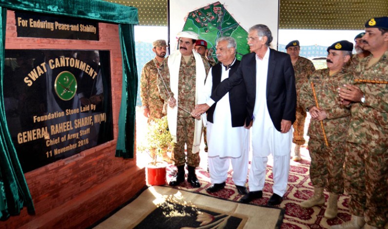 Army chief lays foundation stone of Swat Cantonment Army chief lays foundation stone of Swat Cantonment